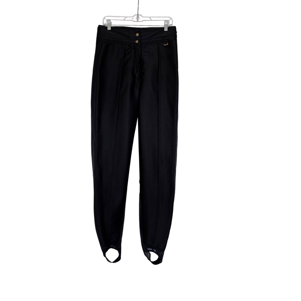 Cobor Vintage Black Stirrup Ski Pants Schoeller Wool Blend High Waist Womens 10